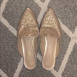 Rose Gold Glitter Mules